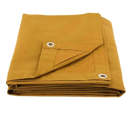 7' x 9' Tan 12oz Canvas Tarp with Grommets - Water Resistant - Heavy Duty Canvas Tarps - Multipurpose Tarpaulin Cover for Canopy Tent, Roof, Camping, Semi Trucks & Cargo - color: Tan (1 Pc), size: 7' x 9'