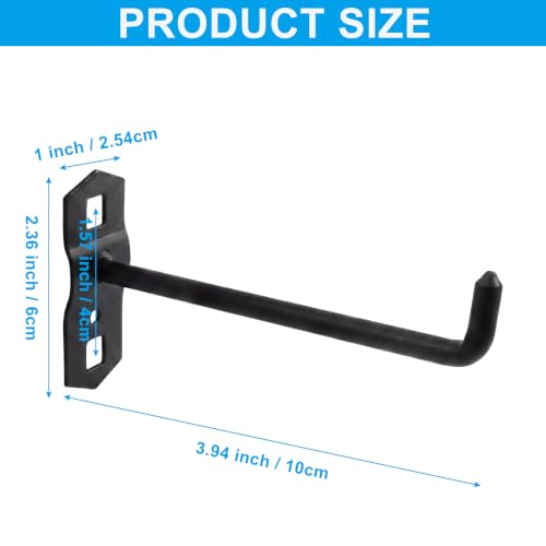 Heavy Duty Steel 4 inch pegboard Hooks for 3/8" Square Hole 1.5" Spaced Pegboards - Garage Wall Organizer Tool Storage Set, Black, 4 Pack - color: Black