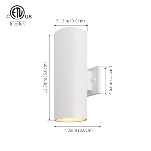 mirrea 14" Modern Outdoor Porch Light in 2 Lights, Matte White, 2 Pack - color: Matte White, size: 14-inch