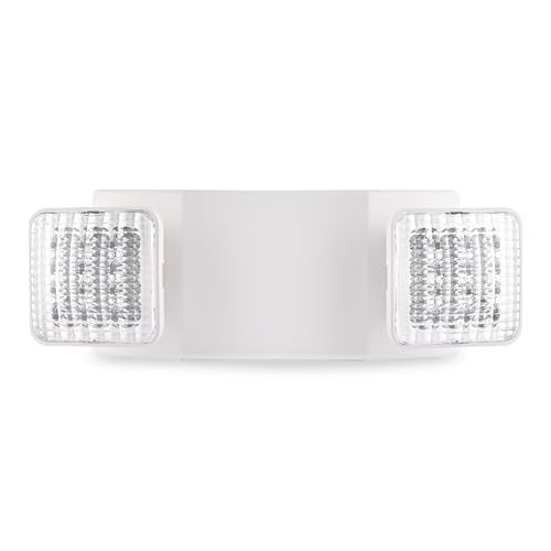 Maxlite EML-2HSQW Emergency Light LED Fixture - 2 Square Heads, Battery Backup, 120V/277V Dual Voltage, White Thermoplastic Housing, UL924 Listed, Damp Location