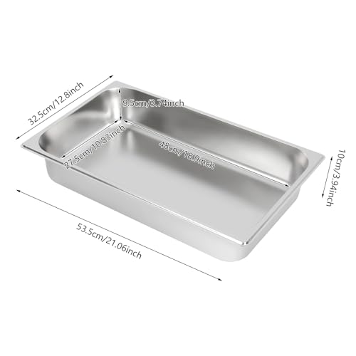 4 Pack Stainless Steel Hotel Pans, Full Size 4" Deep Commercial Food Pans With Lid Catering Food Storage Metal Pan Chafing Dishes Dinner Buffet Server for Food Prep Restaurant (21" x 12.8" x 3.9") - size: 21" x 12.8" x 3.9"