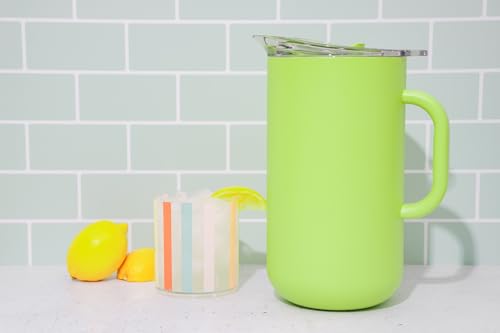 Served Premium Insulated Pitcher (2L/66oz) - Double Walled, Copper Lined Stainless Steel Pitcher with Lid - Vacuum Insulated Carafe for Hot Coffee, Tea, Iced Drinks, Water, Cocktails, and More - color: Margarita