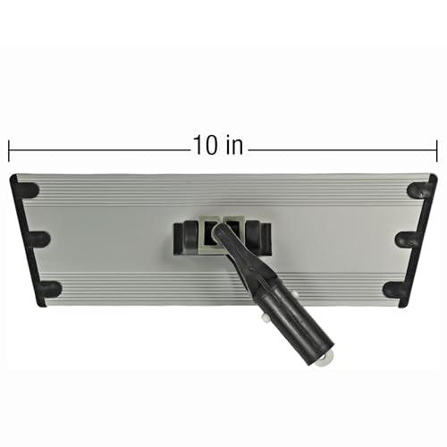 CleanAide Flat Mop Plate Frame for 10" Microfiber Pads, Commercial-Grade Aluminum with 360° Swivel, Hook and Loop Fastening, Lightweight and Durable, Gray, 10" Frame, 10 Inches - size: 10