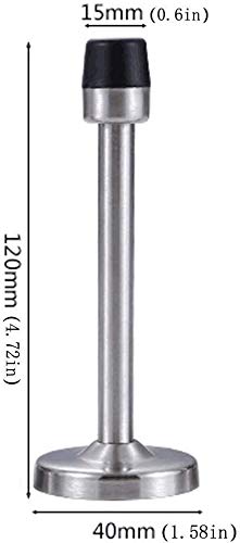 2 Pack Door Stop 5 Inch Long Door Stoppers Rubber Tips Stainless Steel Doorstop Wall Mounted - color: Silver, size: 5" x 2 Pack