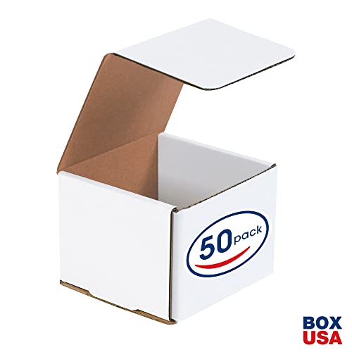 BOX USA BMLR2 4 3/8"L x 4 3/8"W x 3 1/2"H, White (Pack of 50) - size: (015) 4 3/8" x 4 3/8" x 3 1/2", 50-Pack