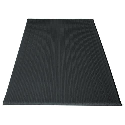 Crown Ribbed Vinyl Anti-Fatigue Mat, 24" x 36", Black Ribbed Surface