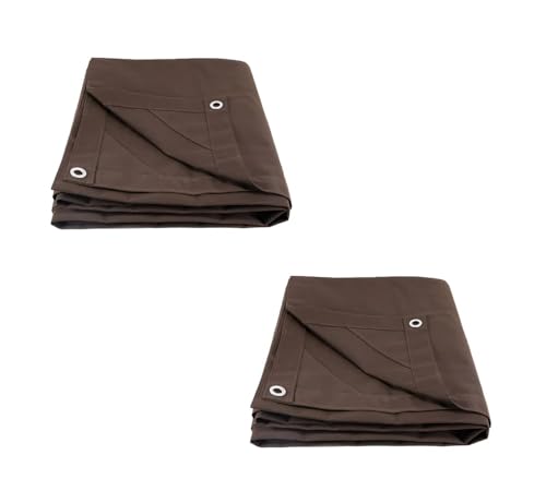 2 Pack 7' x 9' Dark Brown 12oz Canvas Tarp with Grommets - Water Resistant - Heavy Duty Canvas Tarps - Multipurpose Tarpaulin Cover for Canopy Tent, Roof, Camping, Semi Trucks & Cargo - color: Dark Brown (2 Pcs), size: 7' x 9'