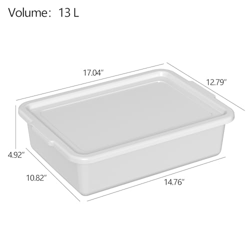 13 L Commercial Bus Tub with Lid, Plastic Bus Tote Box, 12-Pack - size: 13 L