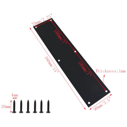 2pcs Door Push Plates Black Stainless Steel Door Kick Plates 15" x 3.5" Rectangle Push Doorplate for Interior and Exterior Doors, with Screws - size: 15" x 3.5"