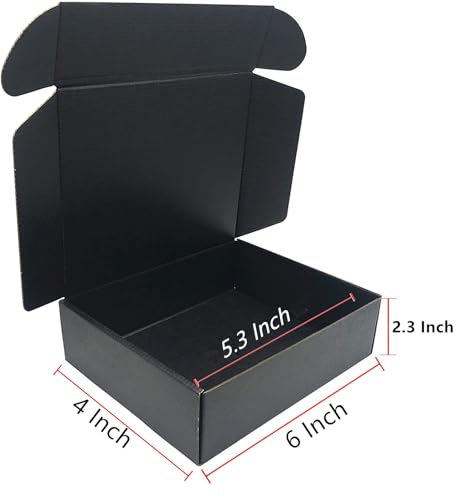 Black Cardboard Shipping Box 6x4x2.3 Inch Corrugated Packaging Storage Boxes 5 Pack (Inside Size: 5.3 x 3.8 x 2.1") - color: Black, size: 6 x 4 x 2.3 Inch