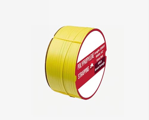Poly Strap, Polypropylene Strapping, 3200' Length, 1/2" Width, 0.020" Thickness, 400 lbs. Break Strength (Yellow)
