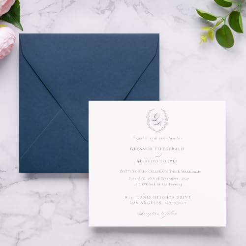 PONATIA 50 PCS/Pack Square Envelopes, Euro Flap Navy Blue Envelopes - color: Navy Blue