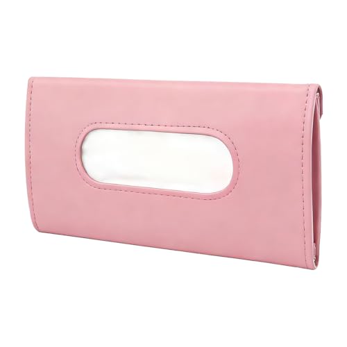 Car Visor Tissue Holder, Vehicle Sun Visor Napkin Hanging Case Holder with Ergonomic Take-Out Port, Automotive Interior Tissue Dispenser, Universal for SUV RV Lorry (Pink)