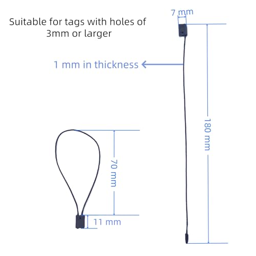 200Pcs Nylon Hang Tag String, 7.1-inch Navy Hanging Tag String Snap Lock Pin Loop Fastener 1 mm Thick Tag Rope Ties for Clothes Shoes Bags Luggage Label Price Tags, SATONBEYI - style: Navy-18cm-200P