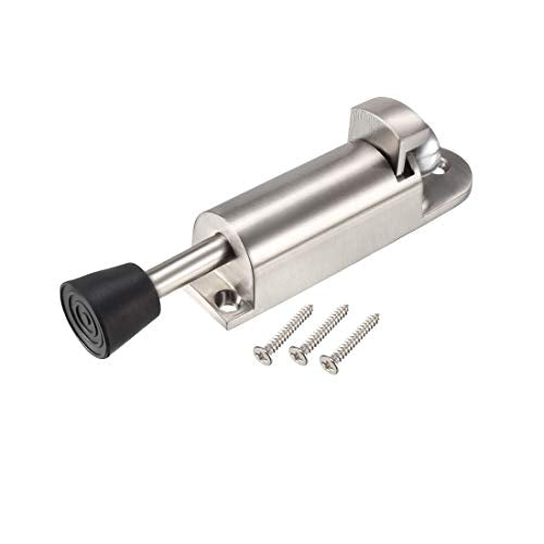 uxcell Kickdown Door Stopper Spring Loaded Foot Pedal Door Stops Holder 112mm Length Silver Tone - color: Silver Tone
