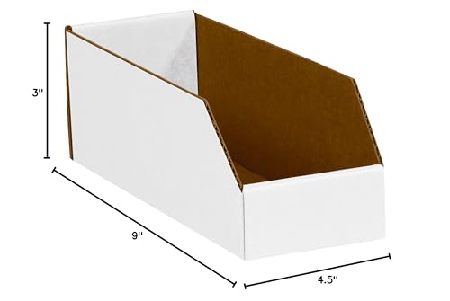 BOX USA BBINBIN39 Open Top Bin Boxes, 3" x 9" x 4-1/2", Oyster White (Pack of 50) - color: White, size: 3" x 9" x 4 1/2"