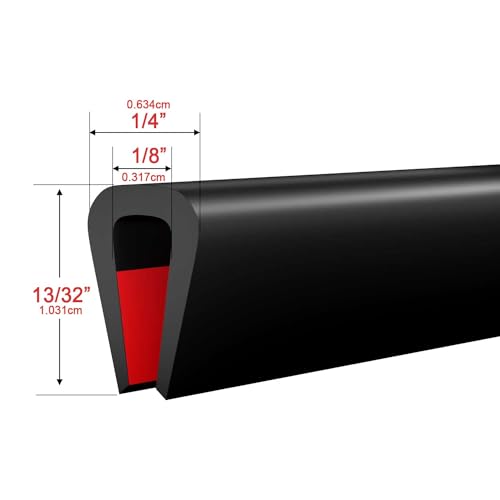 Silicone Edge Trim Self-Adhesive U Channel Silicone Edge Trim Edge Protector for Sheet Metal (Black, Fit 1/8" - L 10') - color: Black, size: Fit 1/8" - L 10'