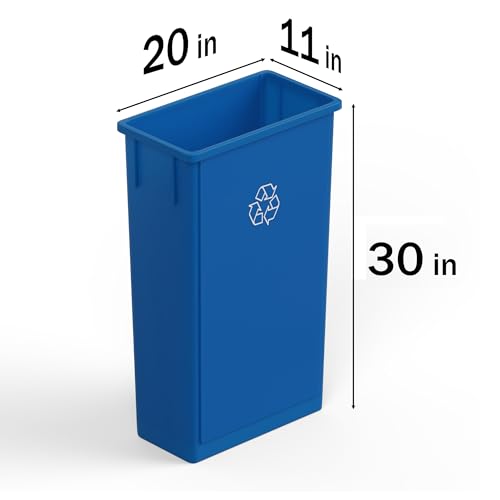 23 Gallon Blue Rectangular Slim Trash Can | Great for Home, Commercial, or Restaurant Use. - color: Blue, size: 23 Gal