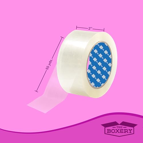 The Boxery 2" x 55 Yards Clear Packing Tape – 36 Roll Carton – Warehouse Grade Adhesive for Shipping, Moving & Packaging – Standard Strength 1.85 Mil Box Sealing Tape - color: Clear, size: 2"x55 yds - 1.85 mil.