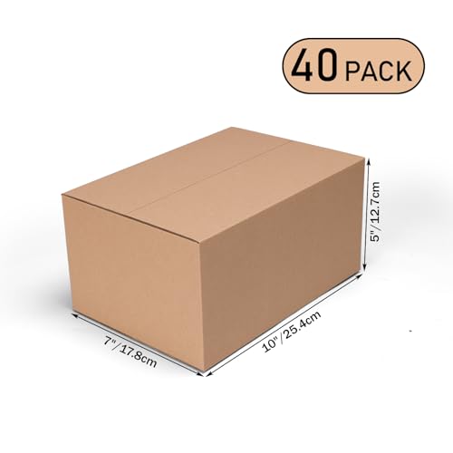 10x7x5 Shipping Boxes Set of 40, Kraft Boxes Mailers for Small Business - color: Brown Shipping Box, size: 10x7x5 Box