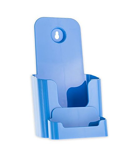 SOURCE ONE Acrylic Deluxe 4 Inch Wide Trifold Brochure Holder with Buisness Card Holder Counter Top or Wall Mount Use - color: Light Blue, size: 1 Pack