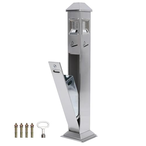 Commercial Trash Receptacle Disposal Outdoor Steel Trash Can Ash Bin - color: Sliver