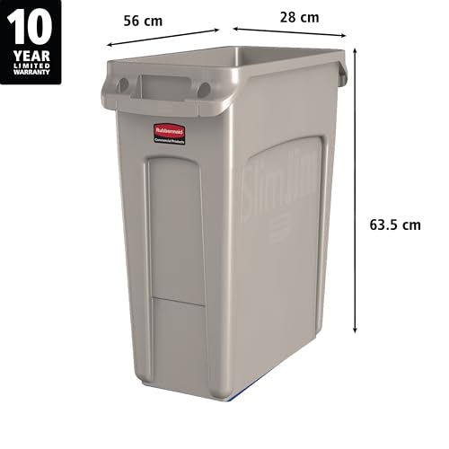 Rubbermaid Commercial Products Slim Jim Trash Can, Beige, 16-Gallon - color: Beige, size: 16 Gal
