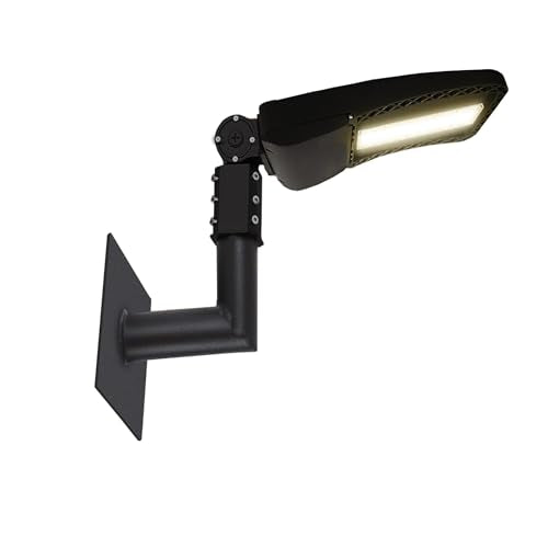Wall Mount Bracket 90 Degree for LED Parking Lot Light 2-3/8inch Light Fixture Mounting L-Shape Bracket Slip Fitter Adapter for Outdoor Commercial LED Shoebox Area Yard Lights, Black, LDZJ-001