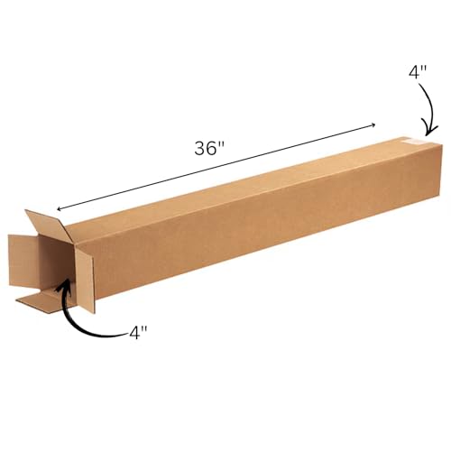 4x4x36 Tall Corrugated Shipping Boxes, 25-Pack | Narrow Boxes for Shipping, Packaging, Sports, Moving, Storage Box for Business - size: 4x4x36