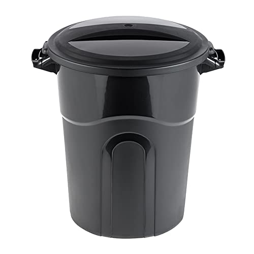 United Solution 20 Gallon Round Waste Container, Black, Easy to Carry Garbage Can with Sturdy Construction, Pass-Through Handles & Attachable Click Lock Lid, Indoor or Outdoor Use, 2-Pack, (TI0087) - color: Black, size: 20 Gallon - 2 Pack, style: Non-Whee