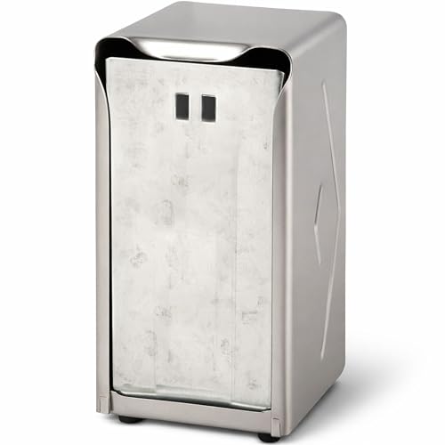 San Jamar H900X Tall Fold Restaurant Style Napkin Dispenser, 7-1/2" x 3-3/4", 150 Capacity, Satin Stainless