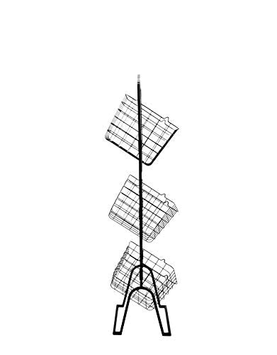 FixtureDisplays® 11 X 11 X 47.6" Black 3-Tier Metal Market Basket Floor Display Rack for Home, Kitchen, and Retail Grocery Stores 16787NEW-NPF