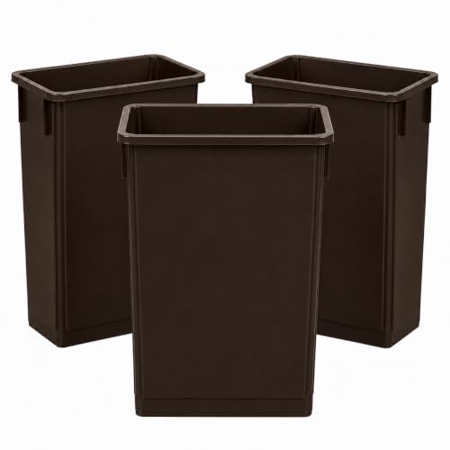 23 Gallon Slim Jim Rectangular Dark Brown Trash Can | 3 PACK - color: Brown