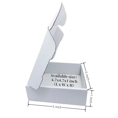 Small White Box 5 x 5 x 1 Inch 50 Pack Shipping Boxes - size: 5 x 5 x 1 Inch