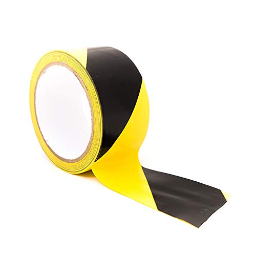 Bertech Black/Yellow Safety Warning Vinyl Tape, 4" Wide x 54 Feet Long - color: Black and Yellow, size: 4 Inches Wide x 54 Feet Long