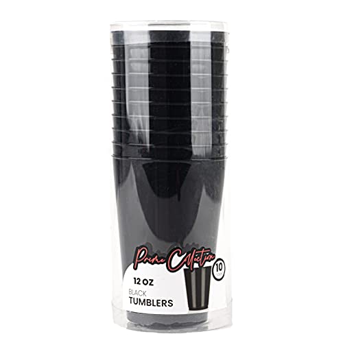 PLASTICPRO Disposable 12 oz Black Plastic Tumblers for Party's & Weddings pack of 40 - color: Black