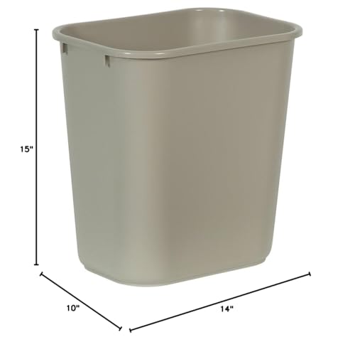 Rubbermaid Commercial Standard Series Wastebaskets, 15" x 10.3" x 14.4", Beige