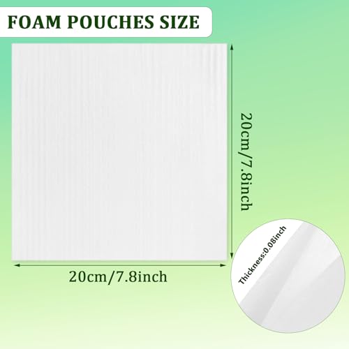 100 Pack Foam Pouches 8x8in, Cushion Foam Wrap for Moving - size: 8x8 inch
