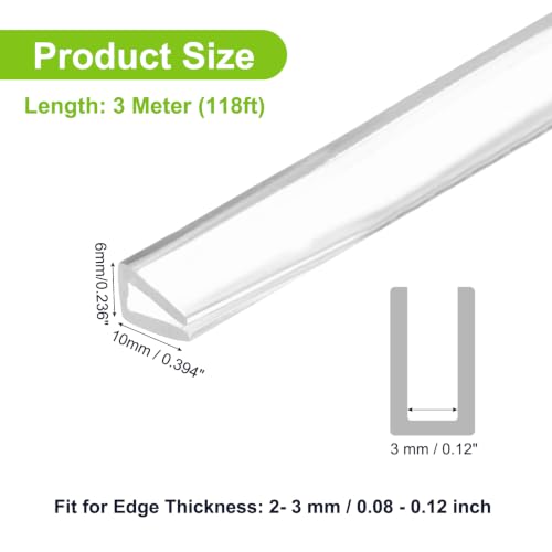 PATIKIL Rubber Seal Strip, 10Ft Flexible U Channel Edge Trim Protector Soundproof Door Seal Strips Fit 2-3mm Thick Edge, 1/4"(6mm) Width, 3/8"(10mm) Height, Transparent - size: 1/4"(6mm ) x 3/8"(10mm )
