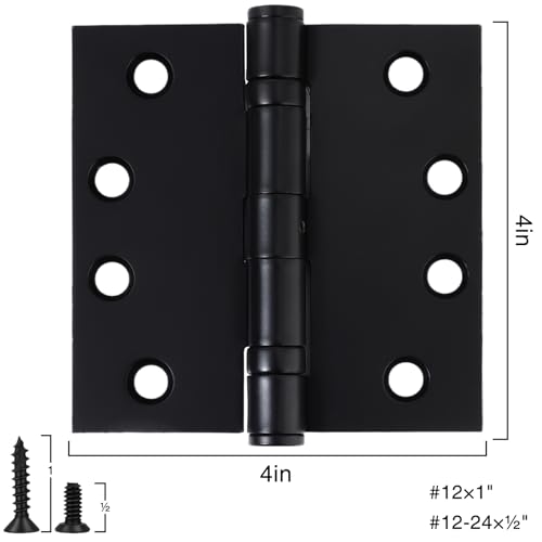 TDCHINGES Exterior 4x4 Inch Door Hinges Heavy Duty Matte Black NPR 3 Pack - color: Black, size: 3 Pack-BB