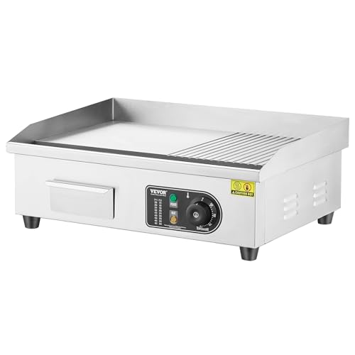 VEVOR Commercial Electric Griddle, Countertop 22" Half Flat Top Griddle - size: 21.4"