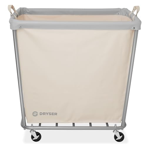 Dryser X-Large Commercial Heavy-Duty Rolling Laundry Hamper, Steel Frame Cart on Wheels with Removable Canvas Bin for Hotel or Home - White - color: White, size: X-Large