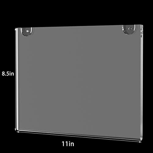 HIIMIEI Acrylic Clear Wall Mount Sign Holders 8.5 x 11 Horizontal 6 Pack