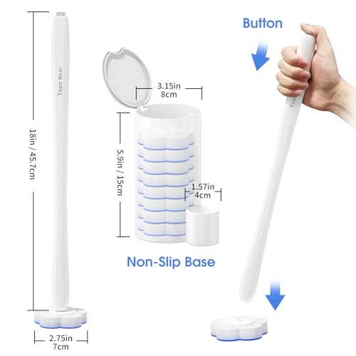 Topo Bear Disposable Toilet Bowl Brush with 40 Toilet Wand Refills, Toilet Bowl Cleaner Wands, Toilet Cleaning System Starter Kit - size: 1 brush+40 Refills