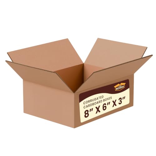 The Boxery 8"x6"x3" Corrugated Cardboard Boxes 25-Pack - size: 8x6x3"