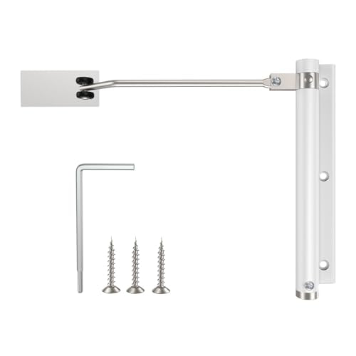 Automatic Door Closer, Stops Door Slamming, Ultra-Quiet Soft Close for Home & Apartment Doors, Upgraded Aluminum Roller Arm, Scratch-Free, Adjustable Speed, Self Closing Spring Door Closer, White - size: Small Size – Doors up to 88 lbs, style: Painted Whi