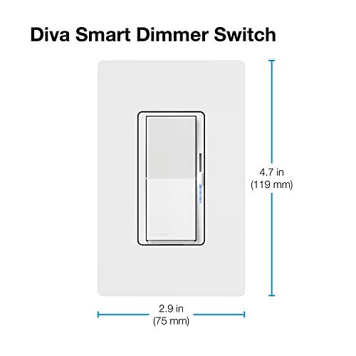Lutron Caseta Diva Smart Dimmer Switch (Smart Hub Required), w Wallplate - color: White, size: 1 Pack, style: Diva Smart Dimmer