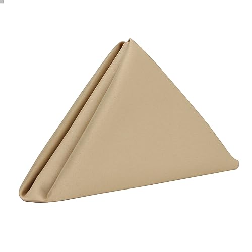 Your Chair Covers - 10 Pack 20 Inch Champagne L'Amour Satin Napkins – Oversized, Double Folded & Hemmed Table Napkins for Restaurants, Weddings & Holidays - color: Champagne