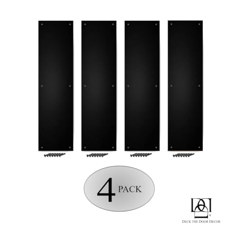 Deck the Door Decor | Door Push Plate - Screw Mount - Multiple Sizes & Finishes (Satin Black, 3 x 12)(Pack of 4) - color: Satin Black, size: 3 x 12" ( 4 Pack)