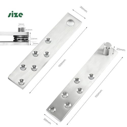 Hidden Door Pivot Hinges - 360 Degree Rotation - Holds up to 100kg/220lbs - Premium Stainless Steel - Includes Door Ball Catch Hardware - Ideal for Secret Door Bookcase (Heavy Duty)